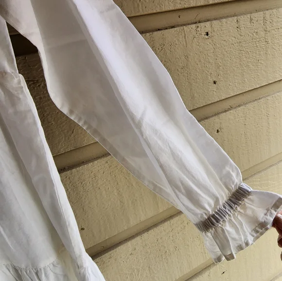 Roller RabbitJanni Tie V-Neck Long Sleeve Ruffle Cuff Waistless Tiered Dress - Picture 14 of 16